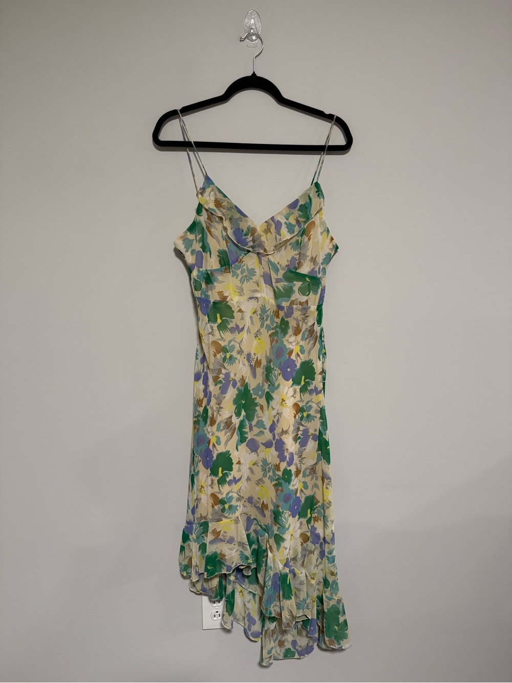 VTG 90s Y2K Nolita Floral Garden Party Asymmetrical Midi Slip Dress Size Large
